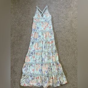 Alice + Olivia Karolina Crochet Floral Blue Maxi Dress Sz 6